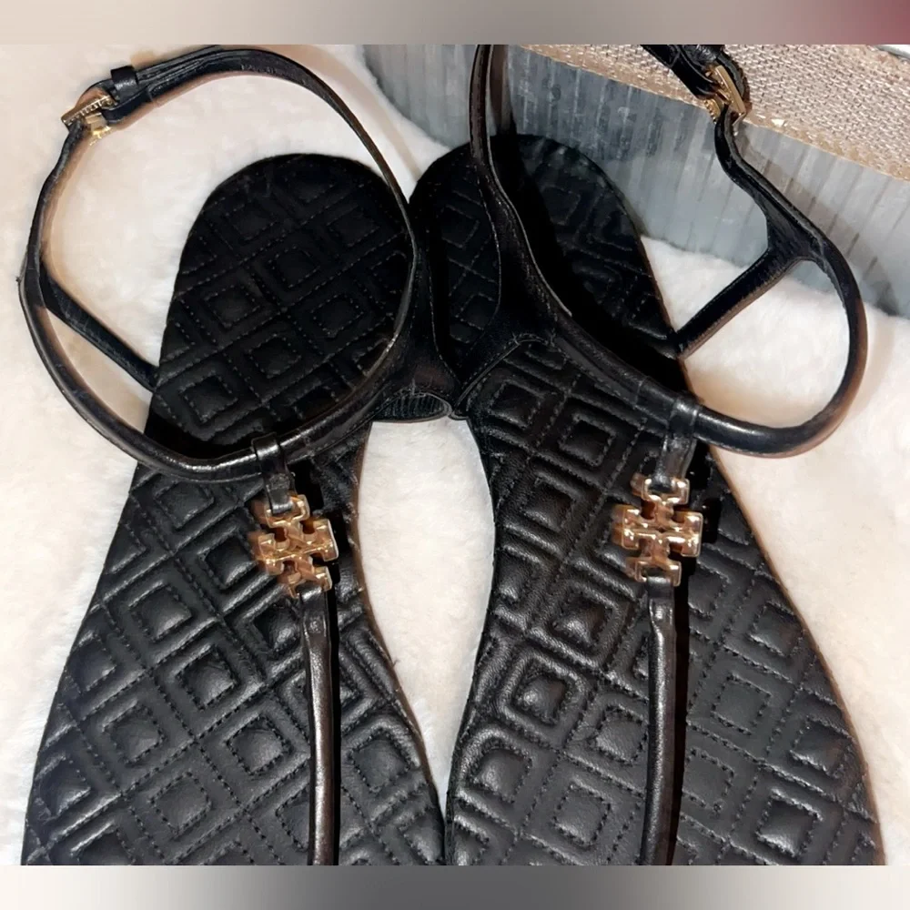 TORY BURCH Marion Quilted Leather T-Strap Sandals